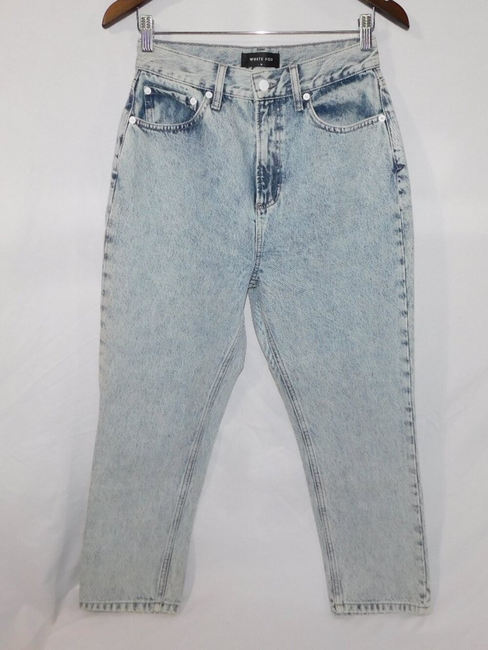 White Fox Boutique High Waisted Straight Leg Acid Washed Blue Jeans Womens M / 6